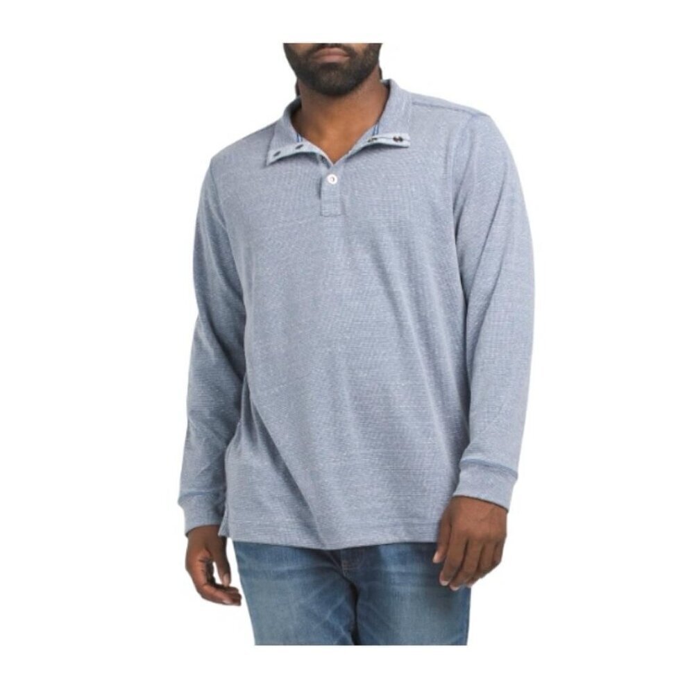 Tommy Bahama Mens Blue Big Tall Half Snap Mock Neck Sweatshirt Sz 2XL New